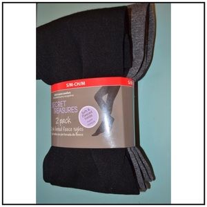 Secret Treasures fleece tights, two pack grey/blk